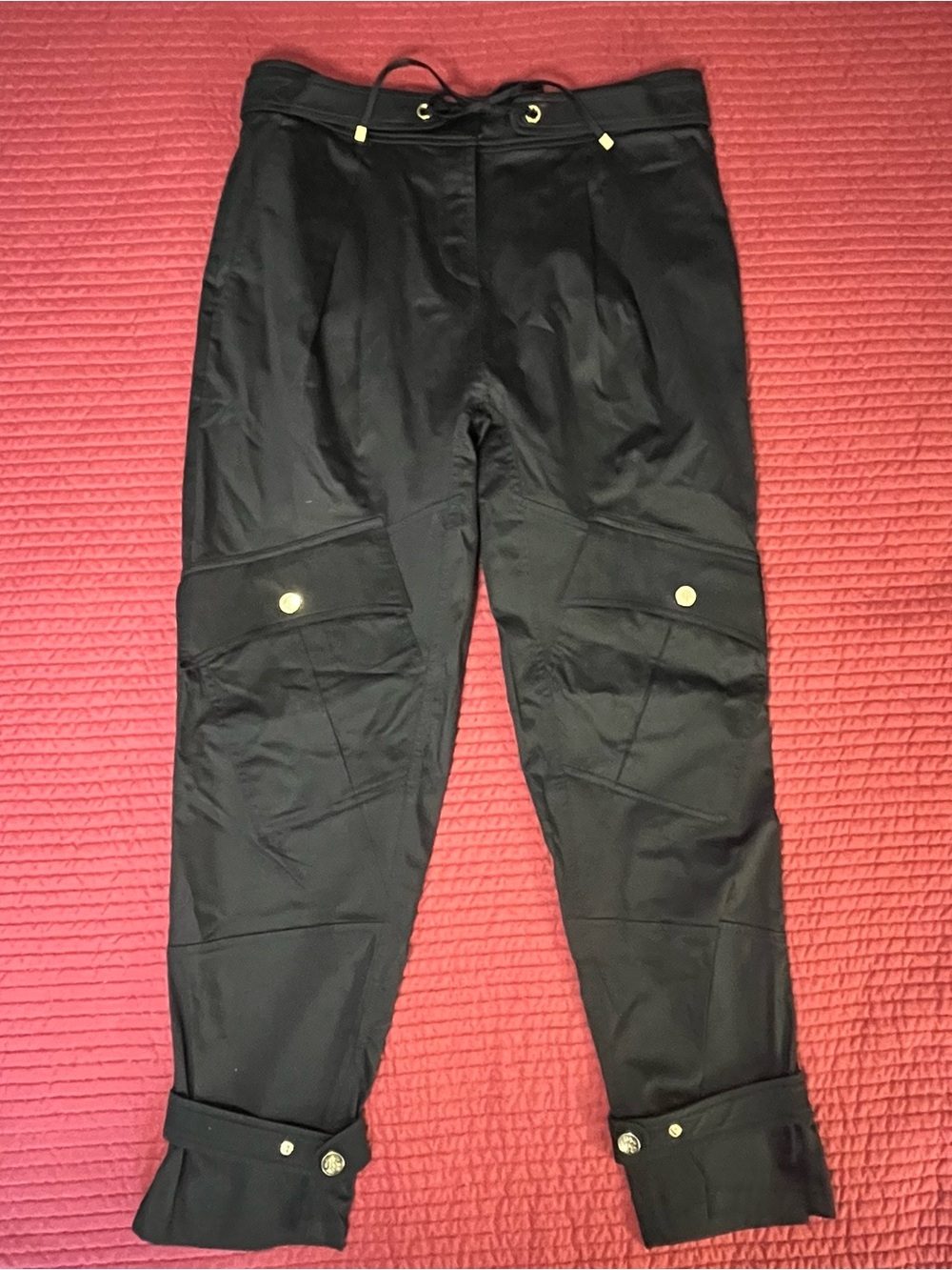 Roberto Cavalli Black Stretch High Waisted Cargo Utility Pant Size IT 42/ US 6